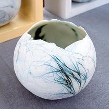 Keramik Teelicht mit Gräsern