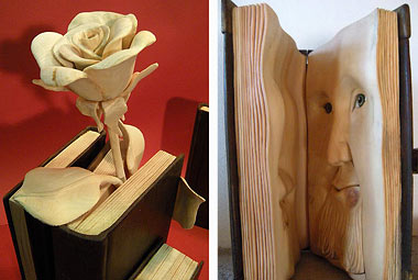 Geschnitzte Bücher aus Holz