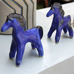 Keramik - blaue Pferde